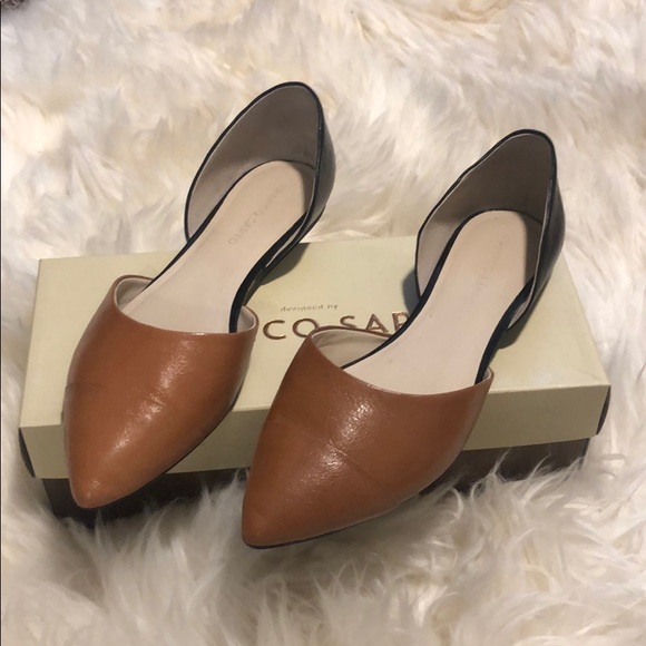 franco sarto pointy toe leather flats